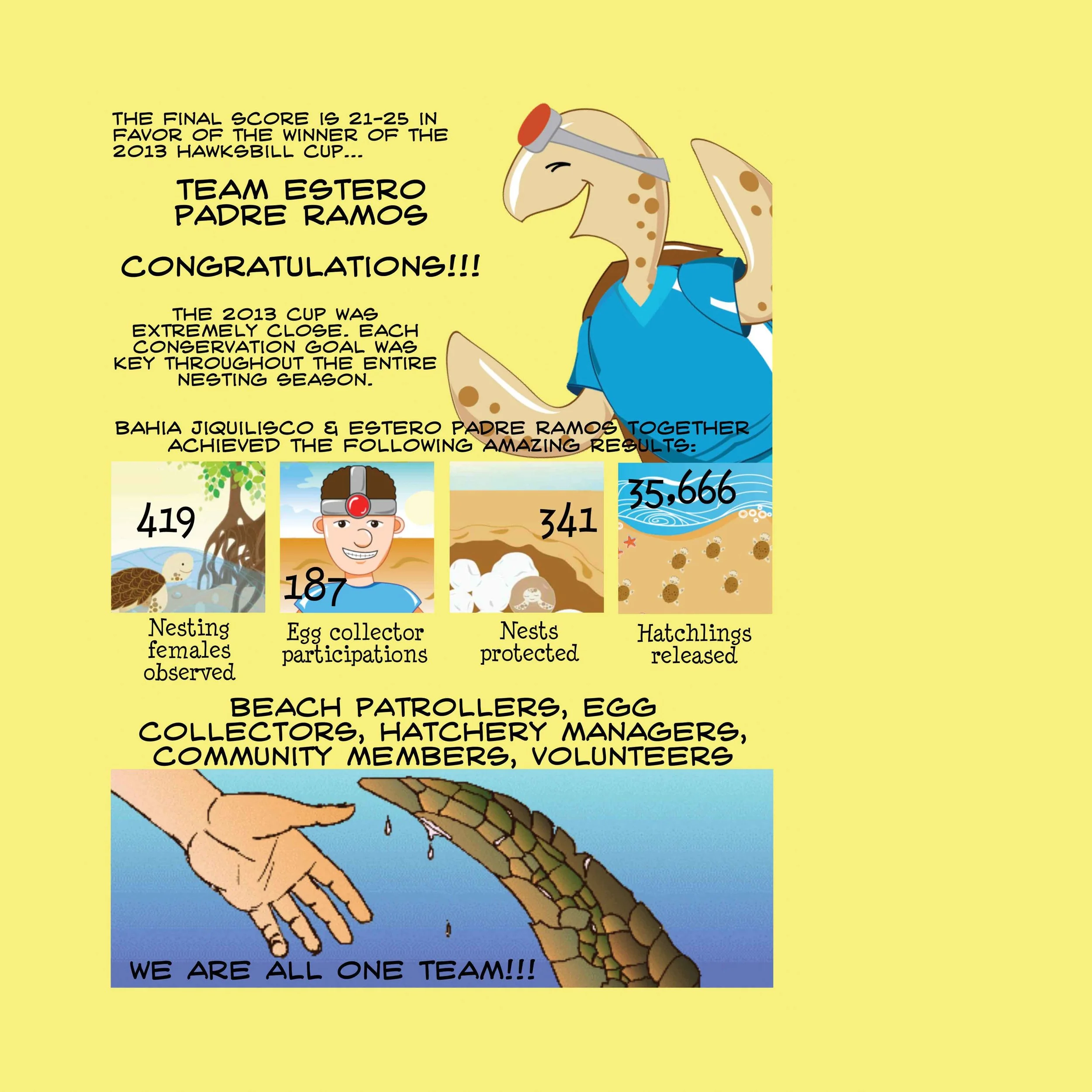 A flyer celebrating the winners and their achievements in turtle conservation. © Cleide Cea & Ingrid Yañez / ICAPO