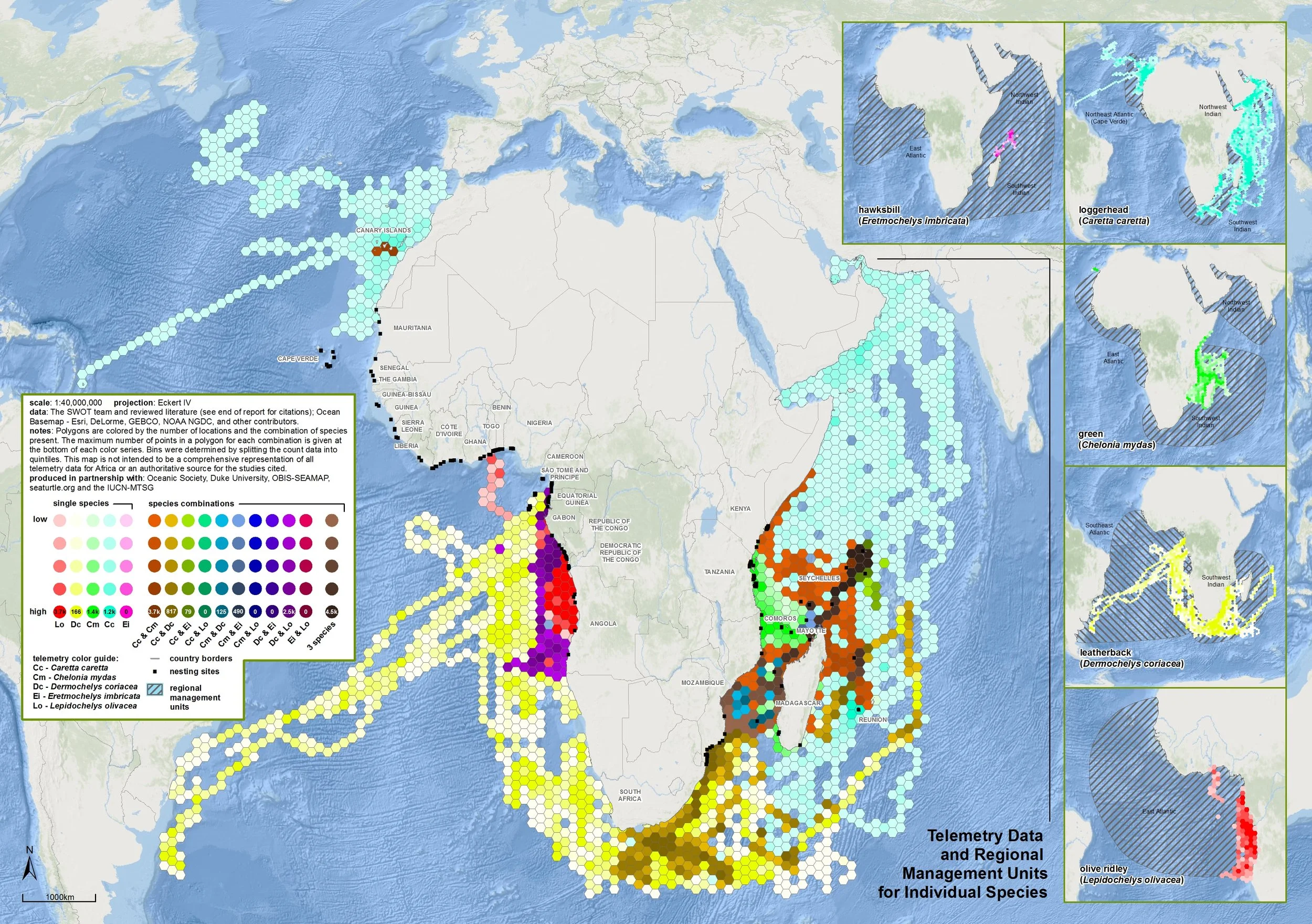 Sea Turtle Satellite Telemetry Data Originating in Africa ( data citations ) | SWOT Report , vol. XII (2017) .