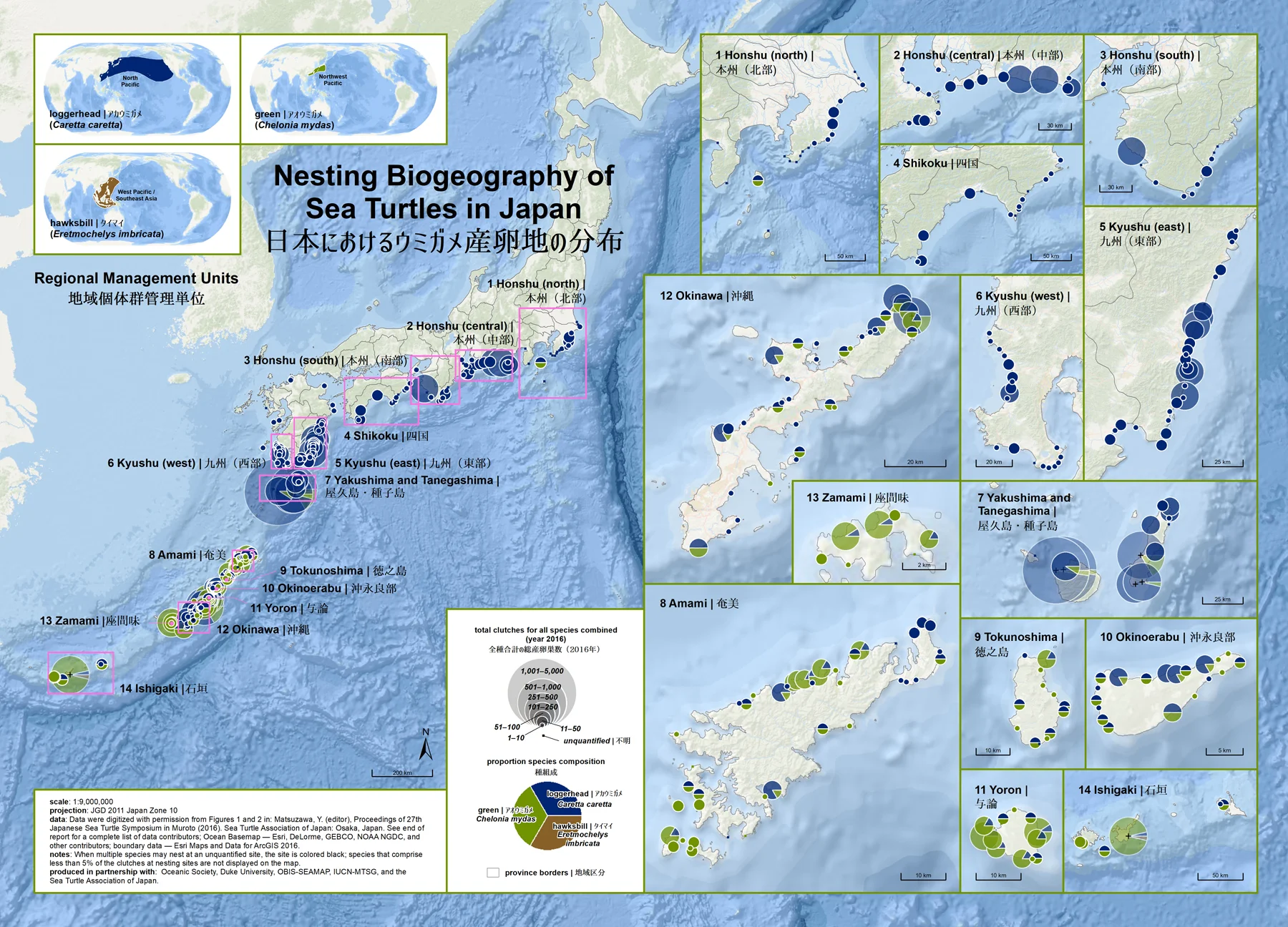 Nesting Biogeography of Sea Turtles in Japan ( data citations ) | SWOT Report , vol. XIII (2018) .
