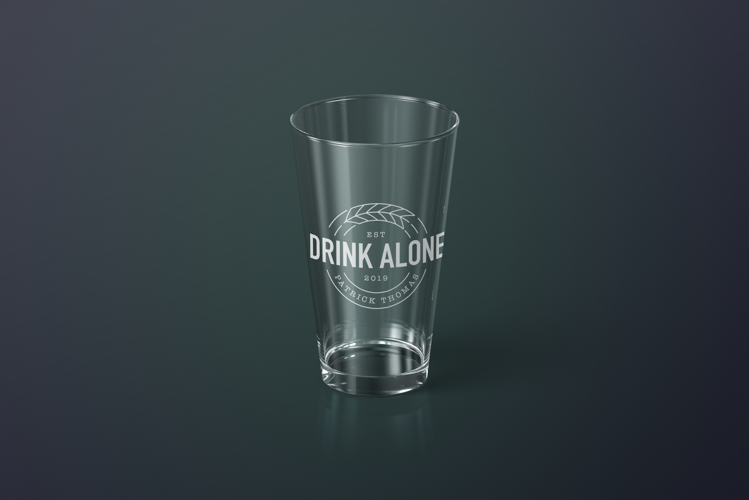 Drink Alone Pint Glass 