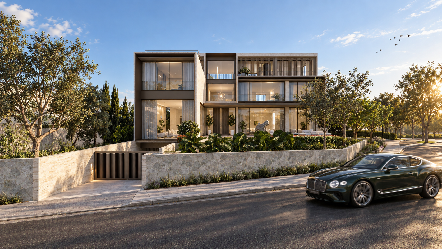 Golden Hour Modern Villa with Bentley 恒一.png