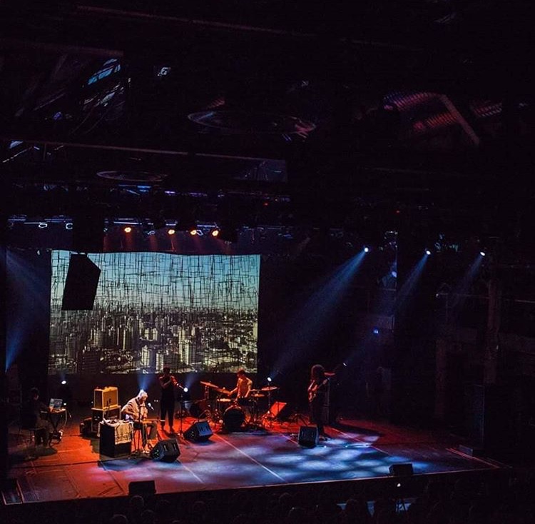 Sao Paulo, Brazil, August 30-Sept 1, 2018. L-R: Heike Liss (visuals), Fred Frith, Susana Santos Silva, Jordan Glenn, Jason Hoopes