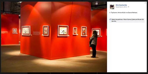 Installation view of ‘Miró in Istanbul’ at Tophane-i Amire Culture and Arts Center (screenshot via Facebook )