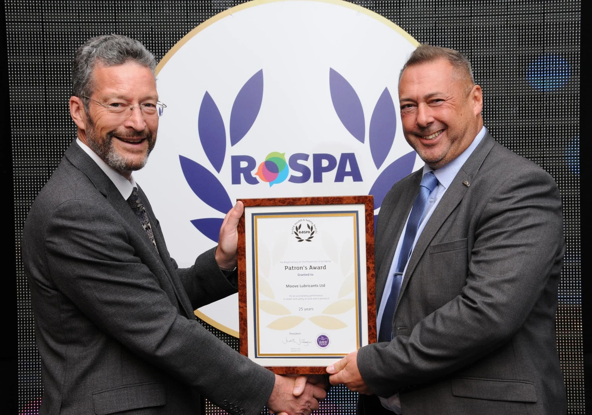 Moove Lubricants receives prestigious, 25th Consecutive RoSPA Gold