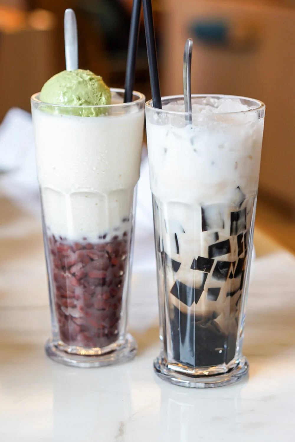 Tsui Wah Singapore Opens at Clark Quay - Iced Grass Jelly with Coconut Milk and Iced Red Bean with Matcha Ice Cream