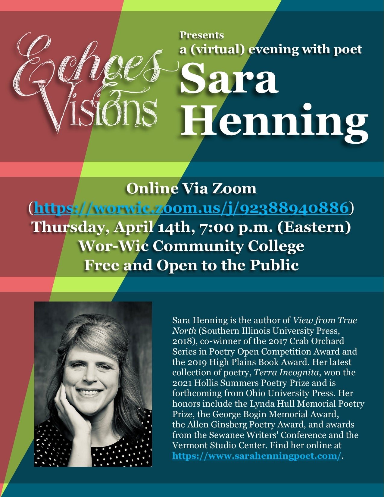 Reading at Wor-Wic Community College (Virtual)