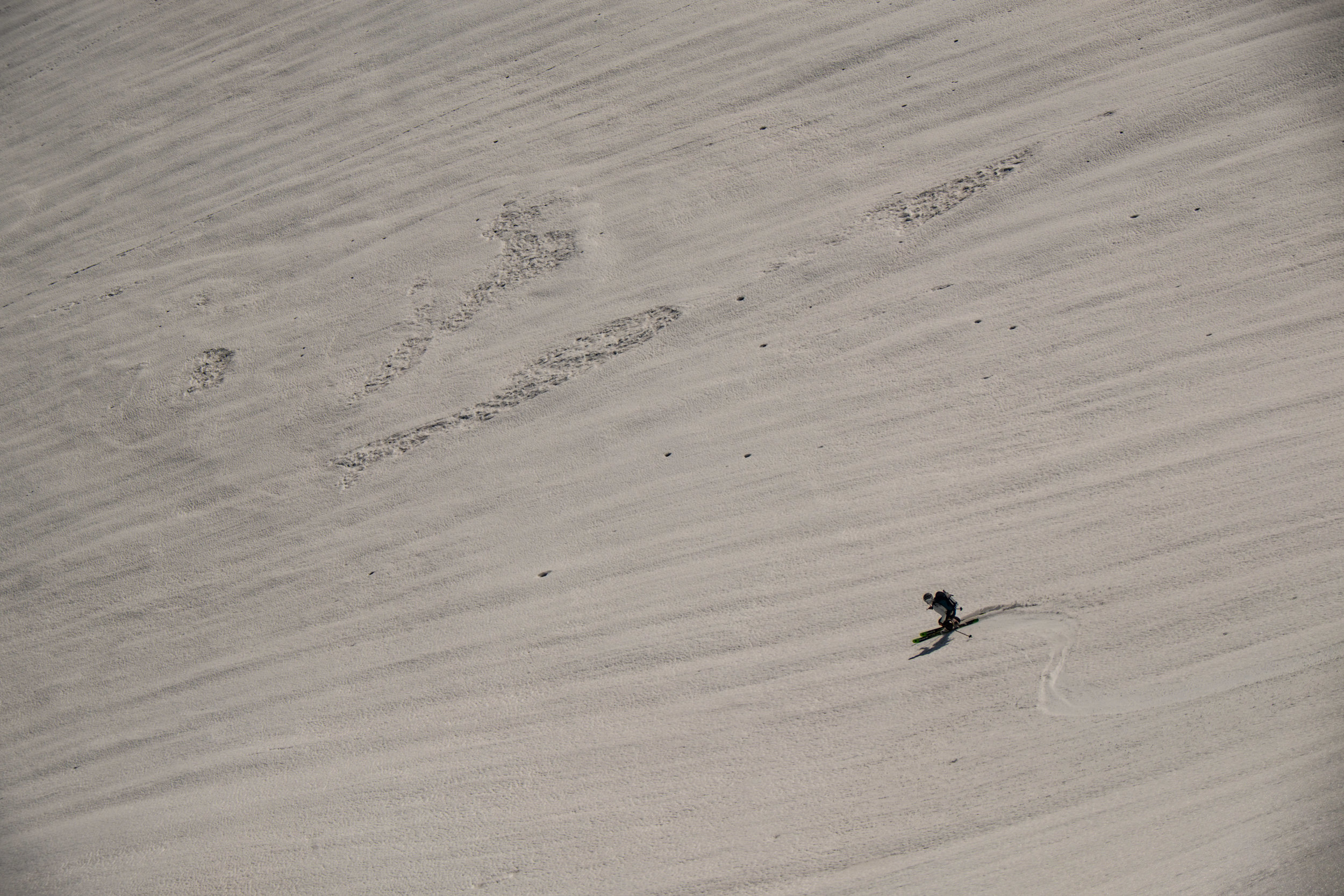Ryan skis onto the Ladd Glacier