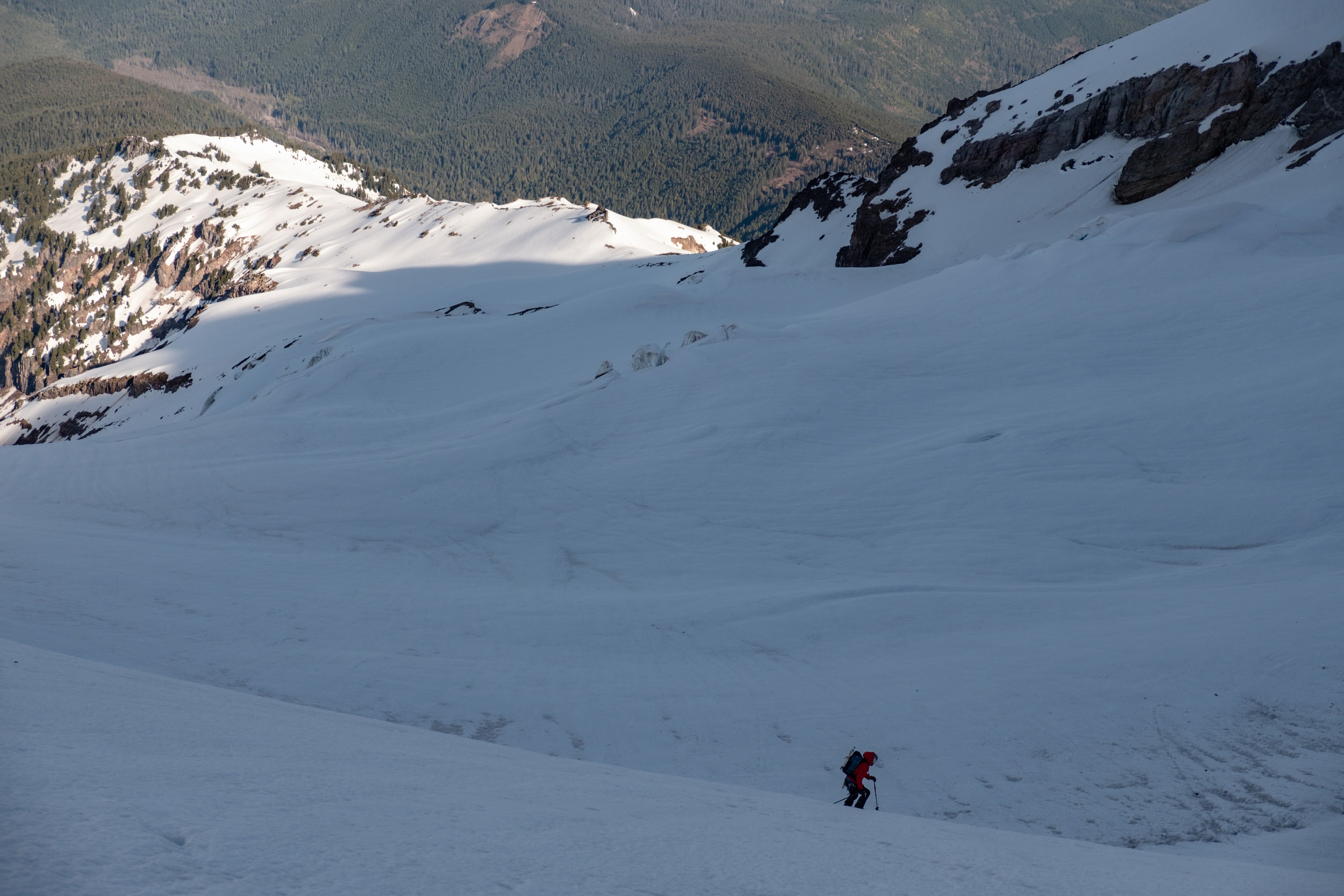 lower Reid Glacier - be mindful of crevasses and choose to traverse to Yokum Ridge where it looks good