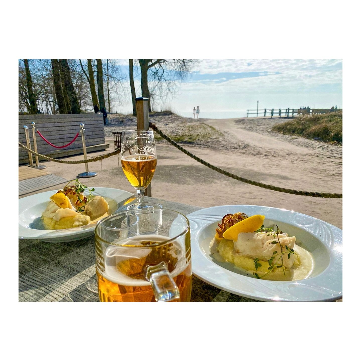 🔗 Read the full article via the link in bio. Lunch by the Baltic, served on sun-warmed wood with a view straight out to the sea. At Siluett by the Sea east of Trelleborg, a dish of lightly salted cod and a cold local beer become part of the landscap