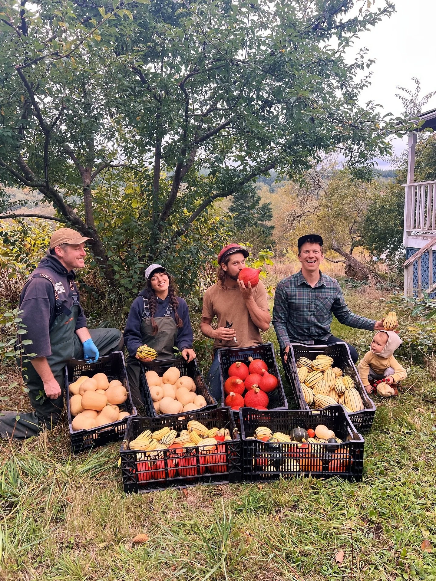 fall at the farm 🍁 communal squash patch harvest (lots of butternut), space twins pumpkin patch + honky tonk!, last blooms/unhooking irrigation, mushroom foraging and now on a little vaca out the strait 🌅