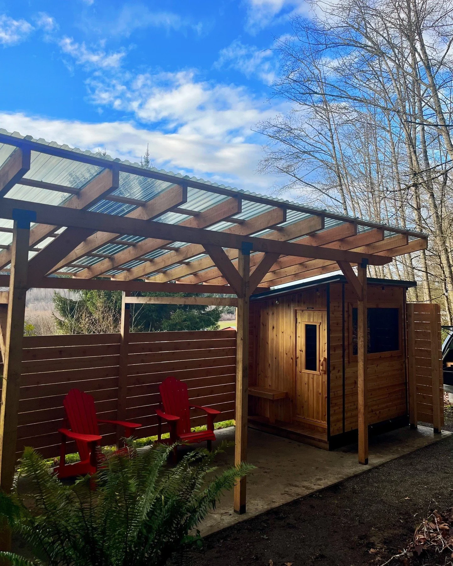 Sauna progress ✨

Dakotah and Niall added the covered patio and changing area and it&rsquo;s finally starting to feel like a real space.

Still need to finish the cold plunge and get some proper photos but we&rsquo;re getting close.