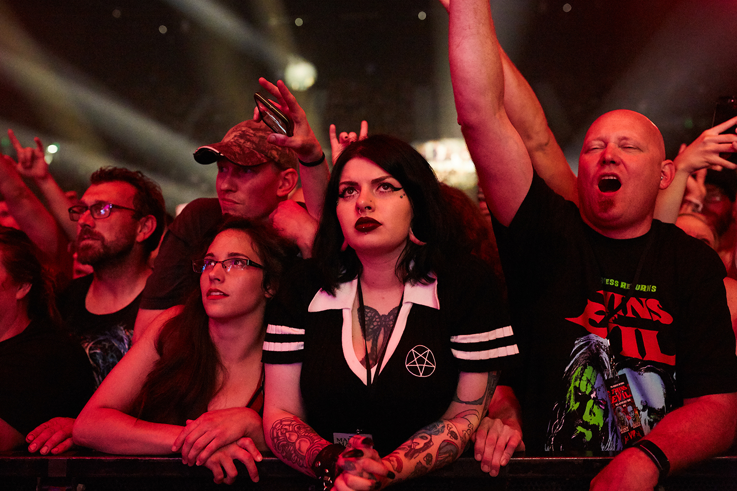  Fans cheer on Rob Zombie during a performance as part of the Twins of Evil Tour at the US Cellular Center in Cedar Rapids on Saturday, Aug. 10, 2019.  