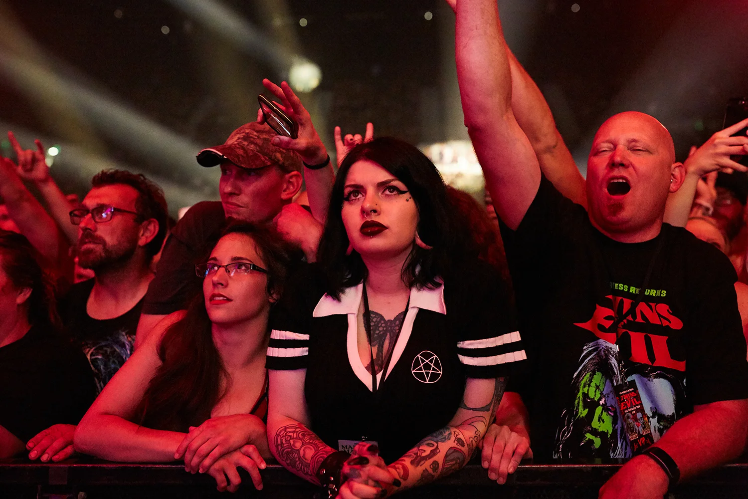 Fans cheer on Rob Zombie during a performance as part of the Twins of Evil Tour at the US Cellular Center in Cedar Rapids on Saturday, Aug. 10, 2019.