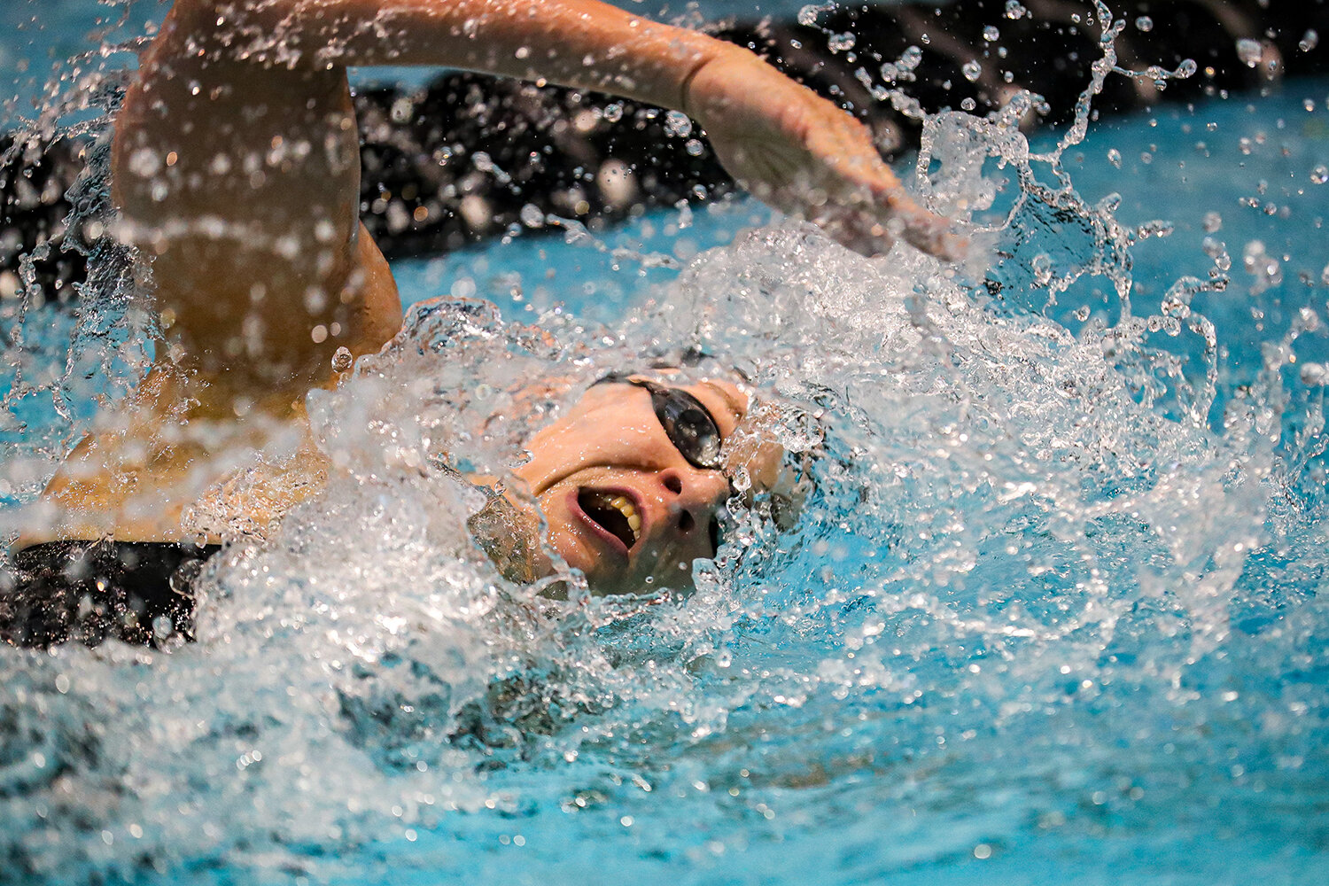  Tereza Grusova swims a heat in the 200 yard backstroke preliminaries during the Big Ten Women’s Swimming and Diving Championships at the Campus Welfare and Recreation Center in Iowa City, IA on Saturday, Feb. 22, 2020.  