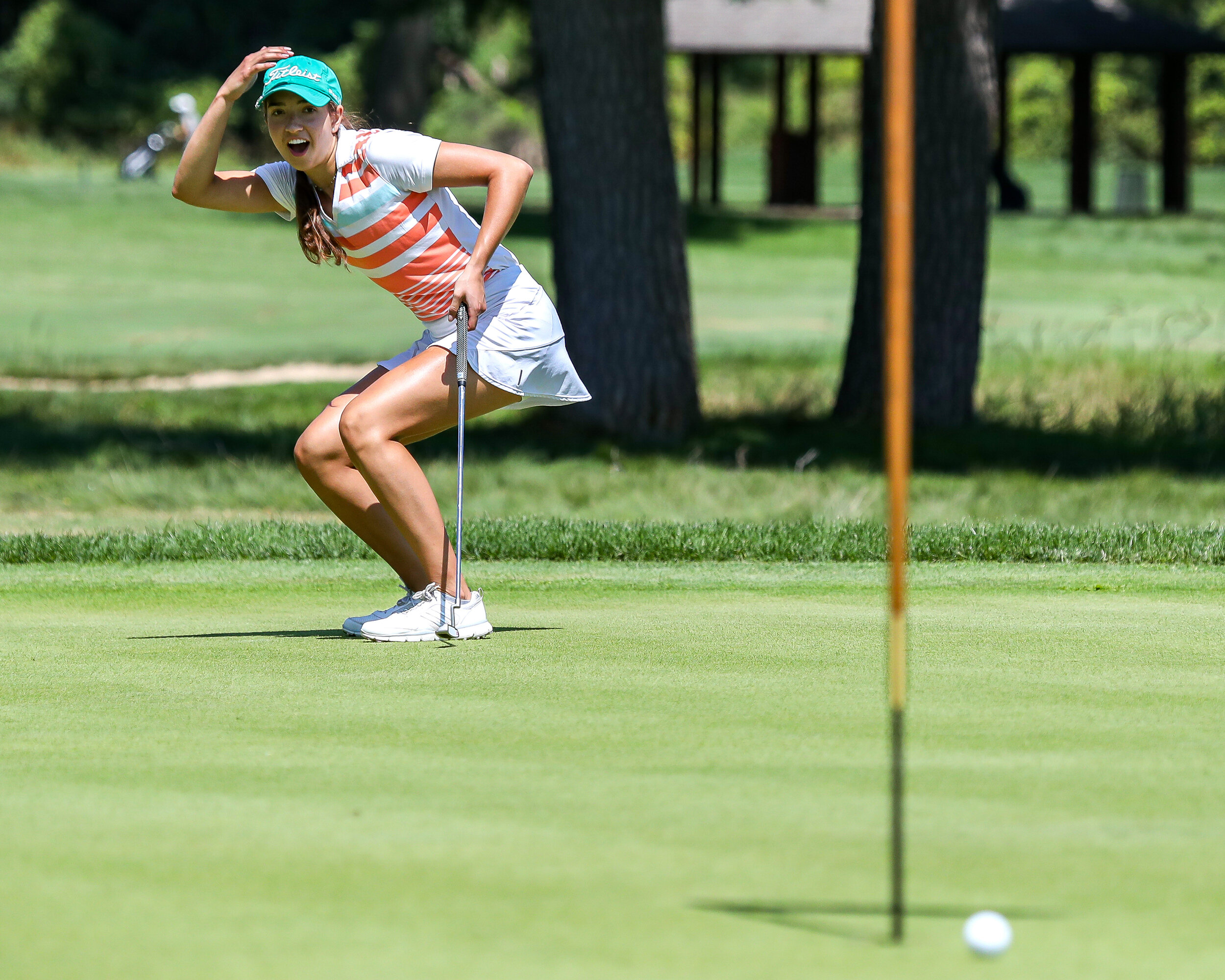  Quinn Dunkle from Rochester winces as her putt barely misses the hole during the 2019 Rotary Pribyl Junior Golf Classic at the Cedar Rapids Country Club on Tuesday, Aug. 6, 2019. 