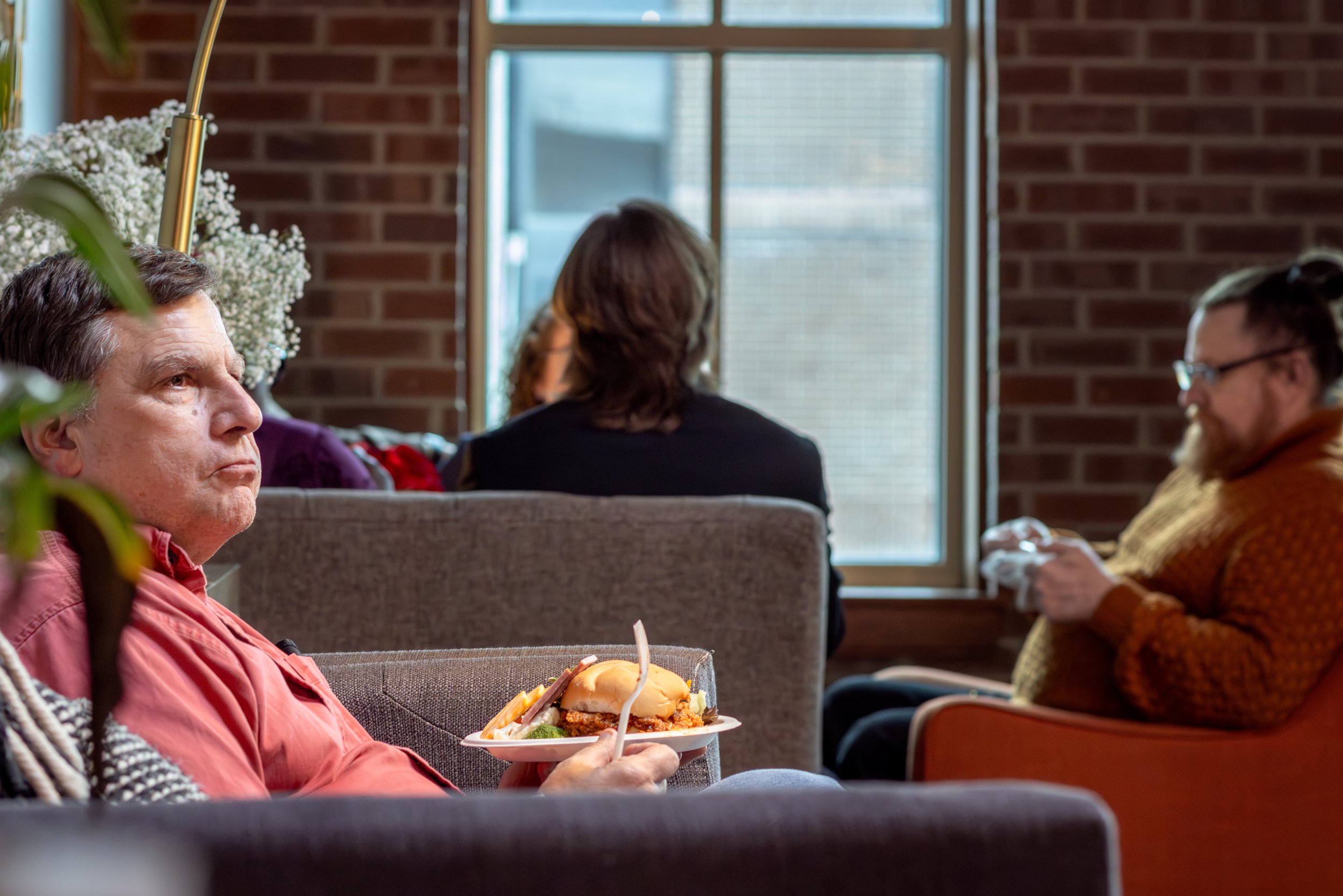 Custom food and drink setup for a micro wedding reception at The Nest in Green Bay, Wisconsin
