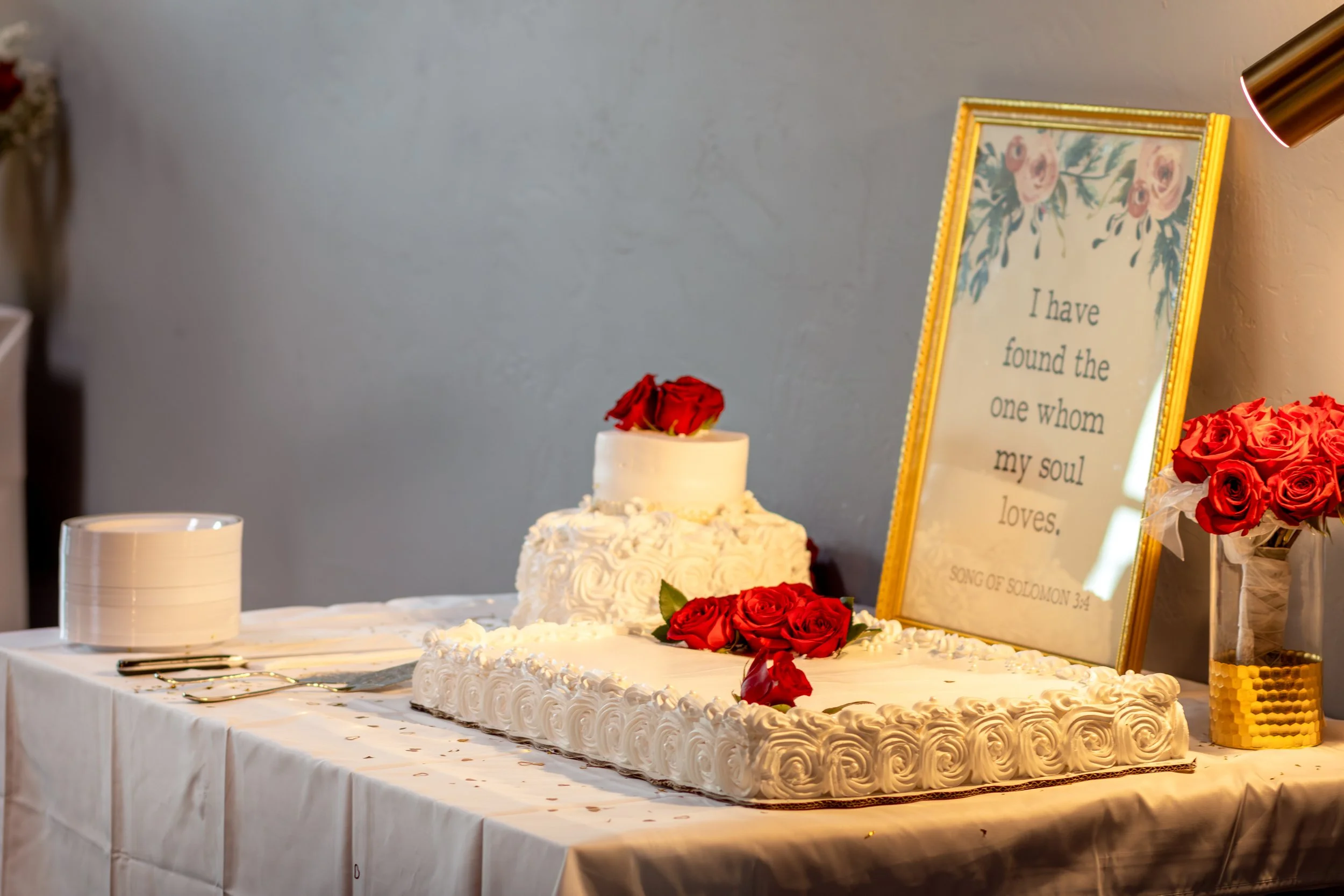 Custom food and drink setup for a micro wedding reception at The Nest in Green Bay, Wisconsin