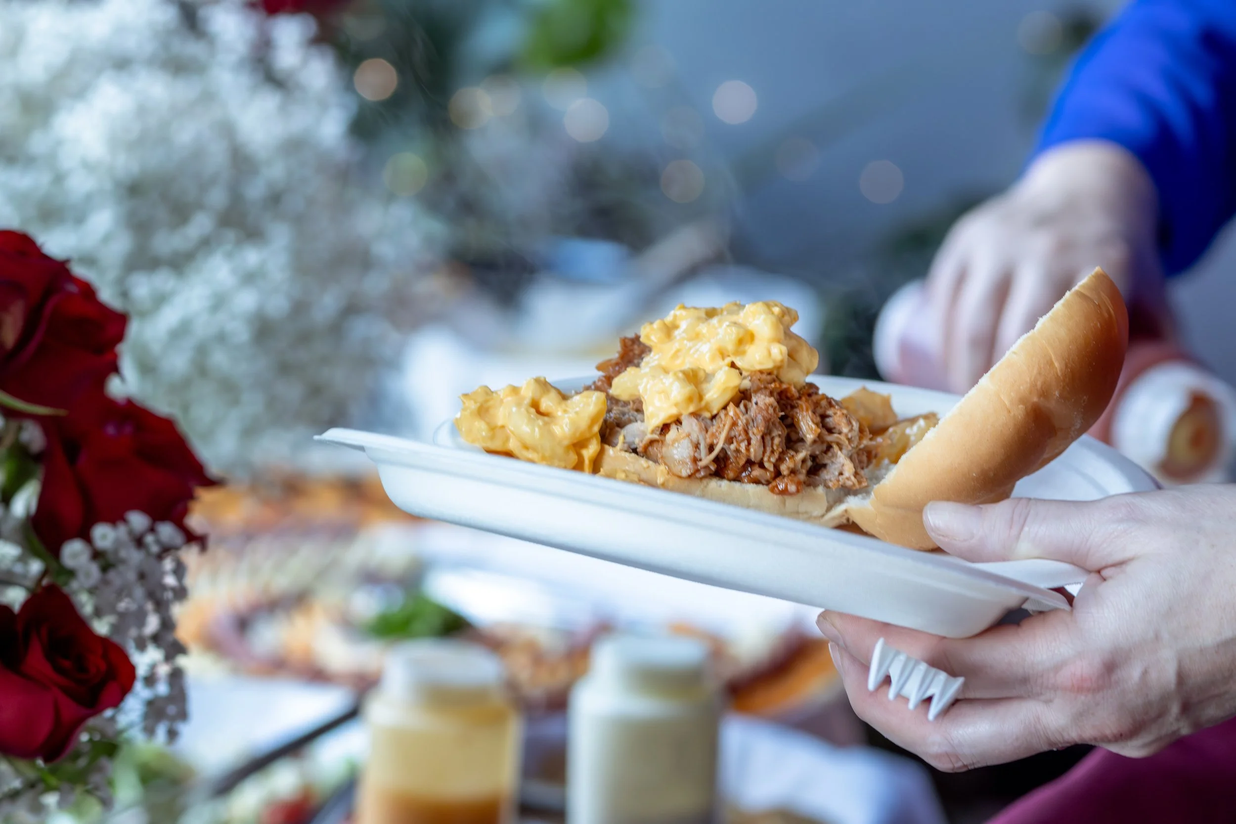 Custom food and drink setup for a micro wedding reception at The Nest in Green Bay, Wisconsin