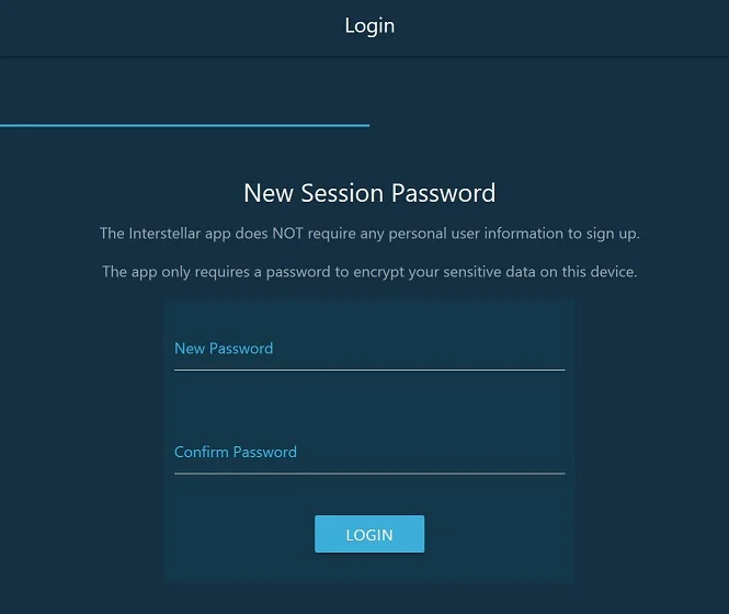 New Session Password. Think of this like a “pin code” that will prevent someone (who gains access to your device/computer) from getting into your wallet.