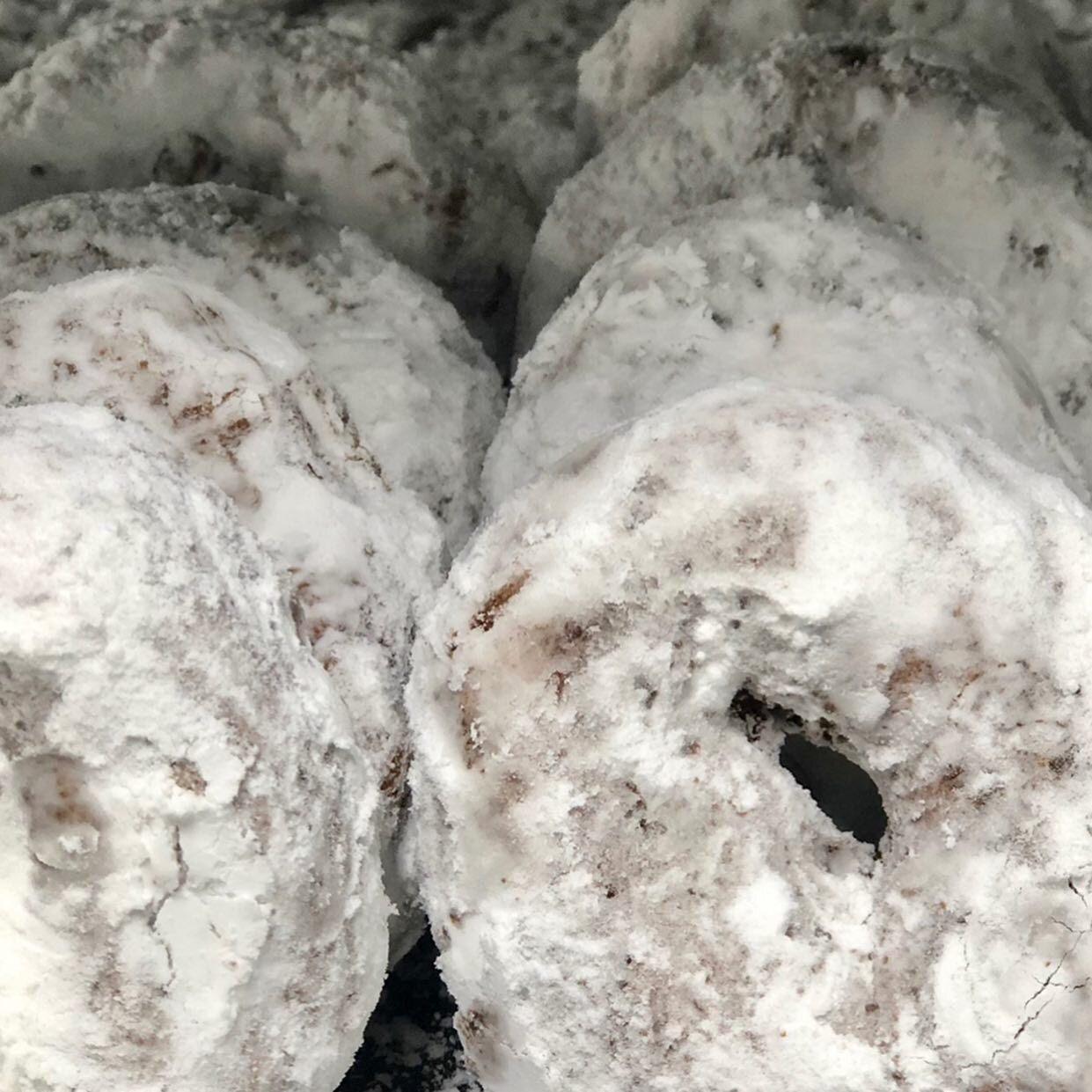 Happy National Donut Day everyone! 
Here are some of our powdered donuts we hand powder every morning. Stop by and grab your favorite! 🍎