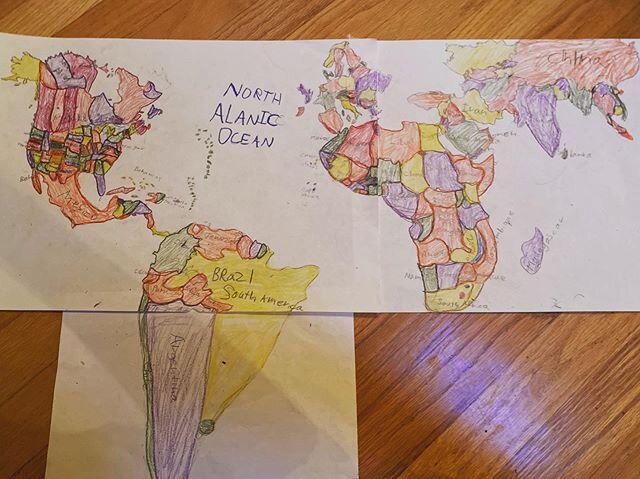 To say my kiddo is obsessed with geography is an understatement!! He spent hours creating this today and can hands down beat me (and probably you too) in a &ldquo;name and locate that country&rdquo; quiz. He can also tell you which countries are/are 