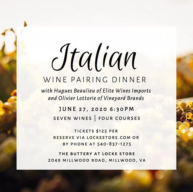Join us for an evening of fabulous Italian wine and inspired cuisine from our kitchen! We will feature seven wines from innovative producers in some of Italy's most prominent regions, paired with four courses that highlight the best of our local prod