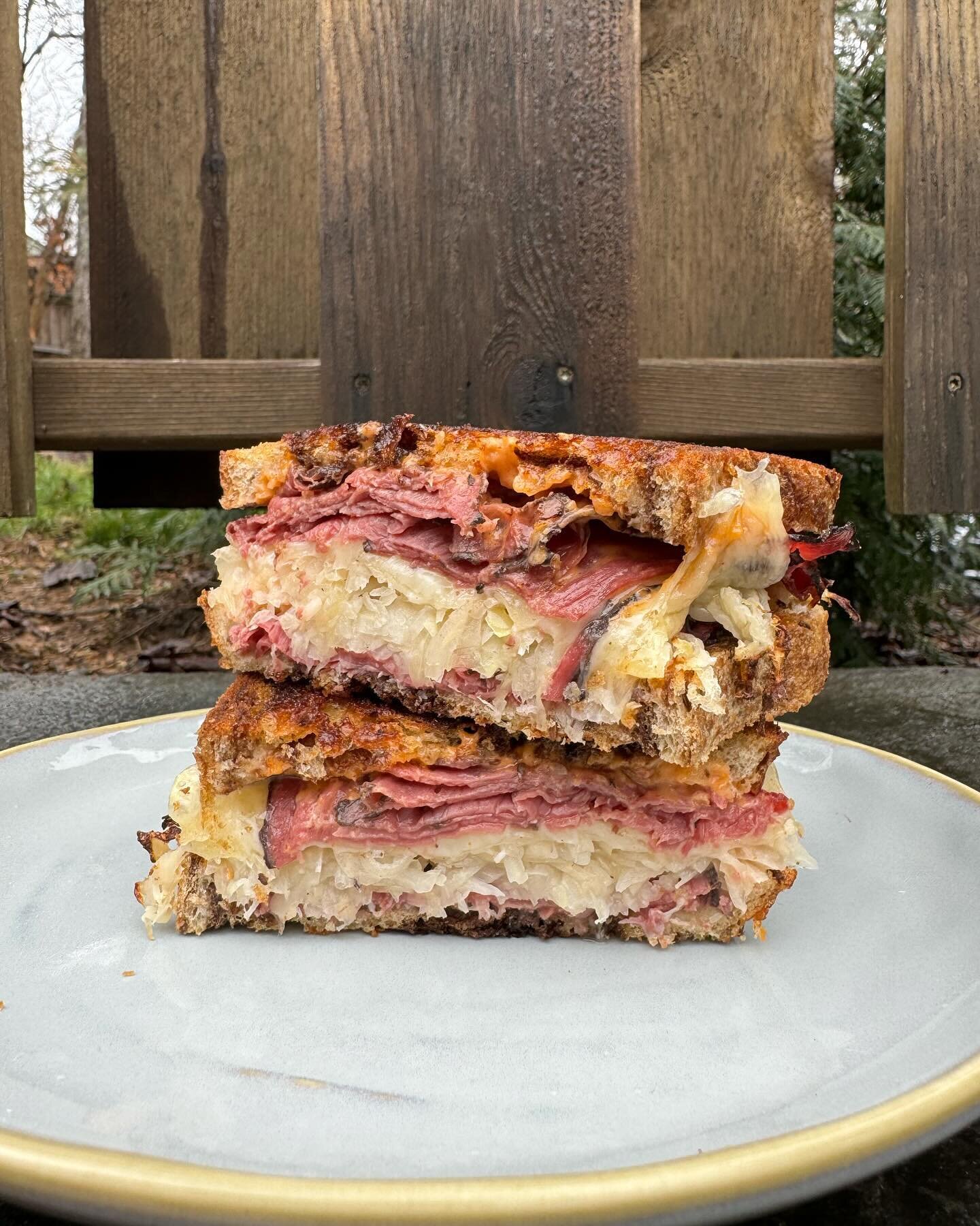 It&rsquo;s a rainy Reuben Tuesday! Our hot sandwich this week, which we&rsquo;ll be running from 10am-3pm today and tomorrow, is a zesty take on this classic.

Pastrami, sauerkraut, Swiss cheese, and spicy thousand island dressing on butter toasted m