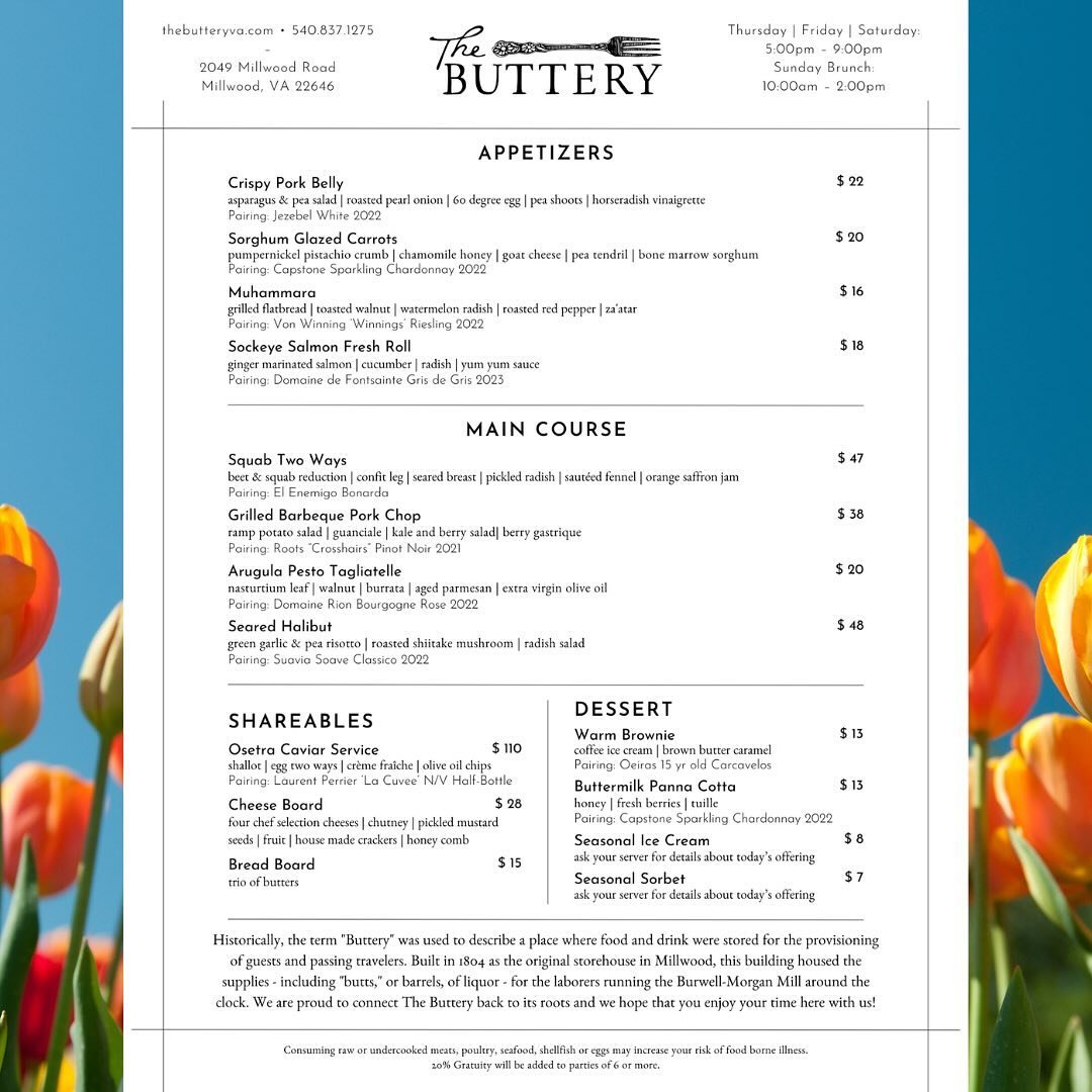 Have you seen the new &agrave; la carte menu at The Buttery? 

Come in, enjoy a cocktail, share a board, try an appetizer,  get caviar service with a bottle of Laurent-Perrier, or cool off with our seasonal sorbets and ice creams. With our new menu l