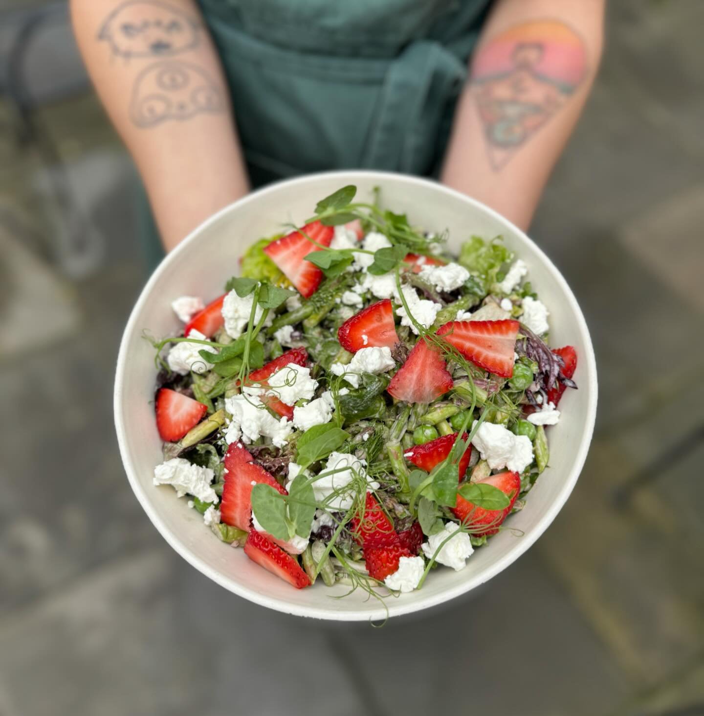 Nothing says spring like peas and strawberries! This beautiful spring salad is on our brunch menu! 

Strawberry and sumac salad with peas, asparagus, goat cheese, and butter croutons.

We hope you all have a wonderful Mother&rsquo;s Day!