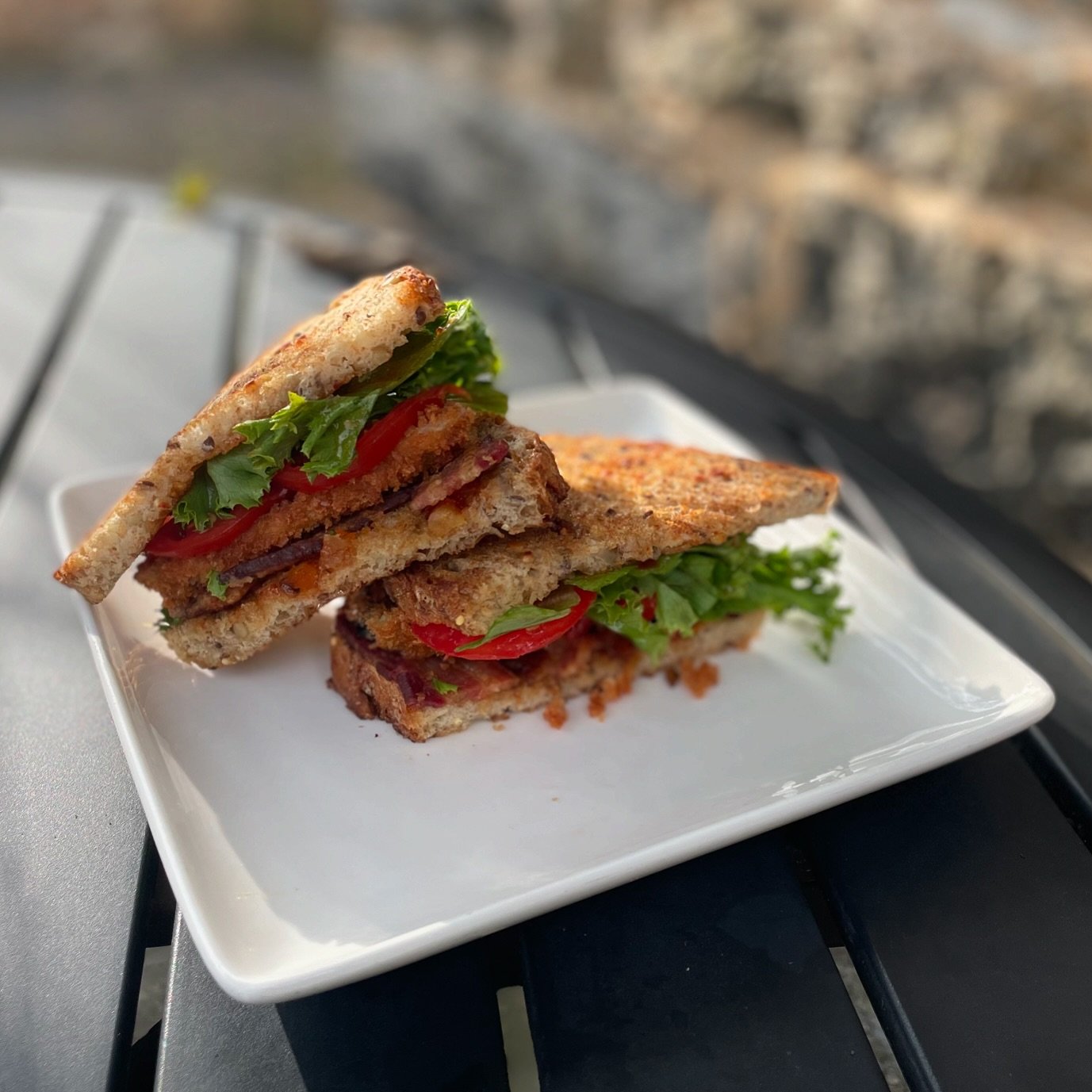 Our hot sandwich this week is a fried eggplant BLT with Calabrian chili spread! We&rsquo;ll be serving this all week from 10-3!