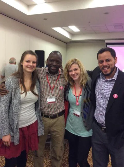 From Left to Right: Marieke Prien, President of Young Humanists International (Germany) Kato Mukasa, Board Member of Humanists International (Uganda) Anya Overmann, Communication Officer of Young Humanists International (USA) David Pineda, Board Member of Humanists International (Guatemala)
