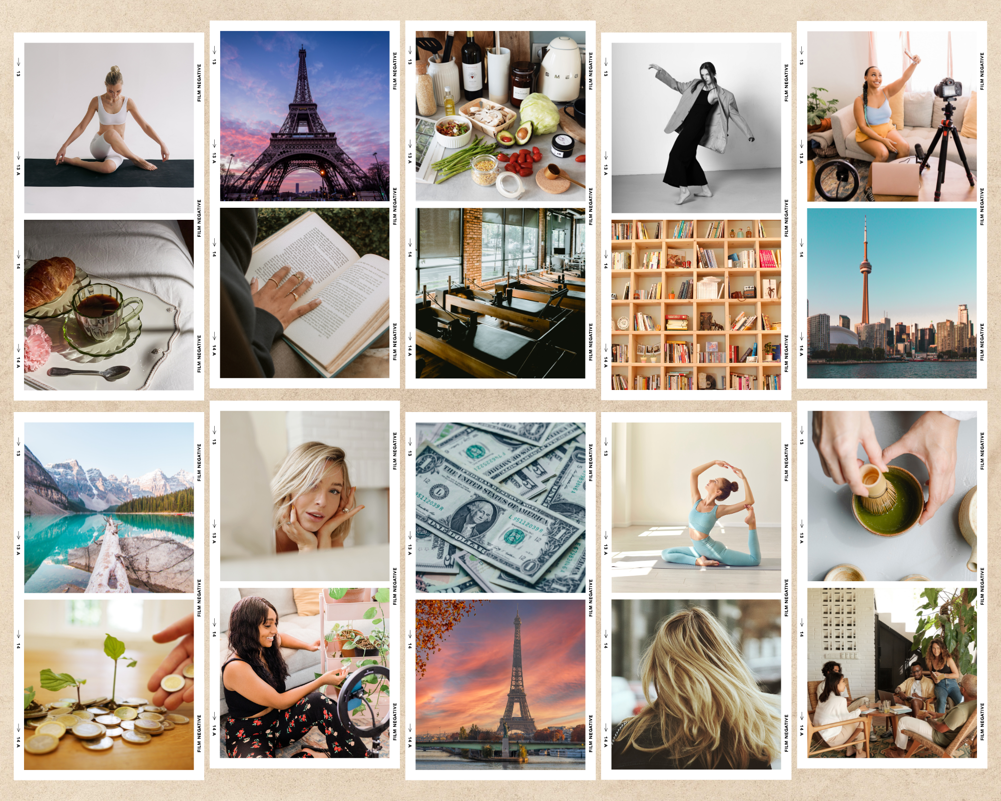 Beige Aesthetic New Year Vision Board Collage .PNG