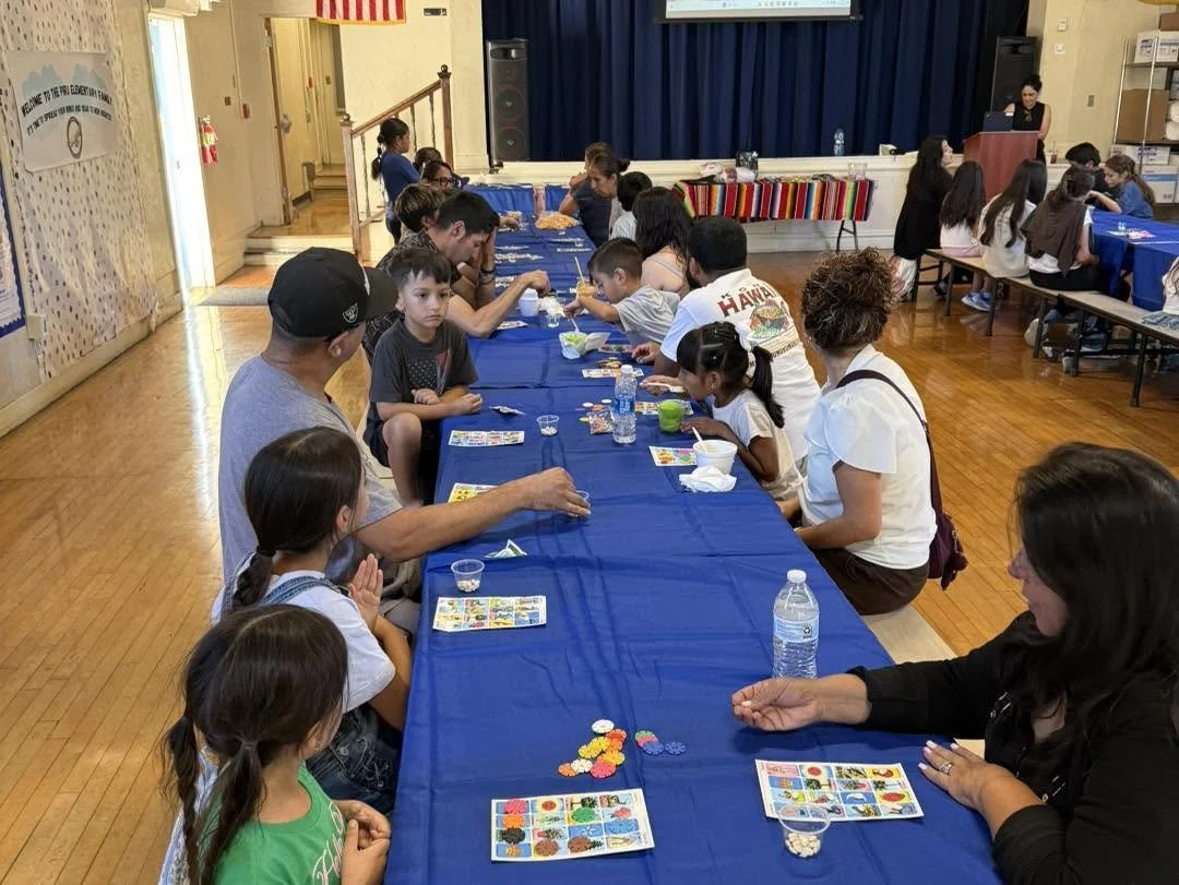 Students and family members enjoy Lotería at Piru Elementary.