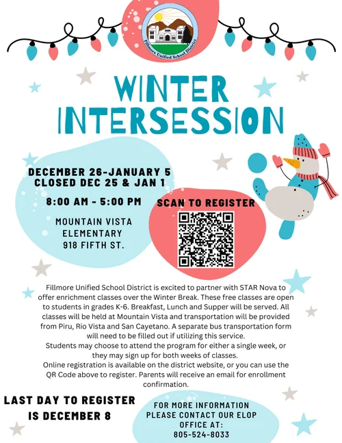 Winter Intersession Classes Signup [English/Spanish] — Fillmore Unified ...