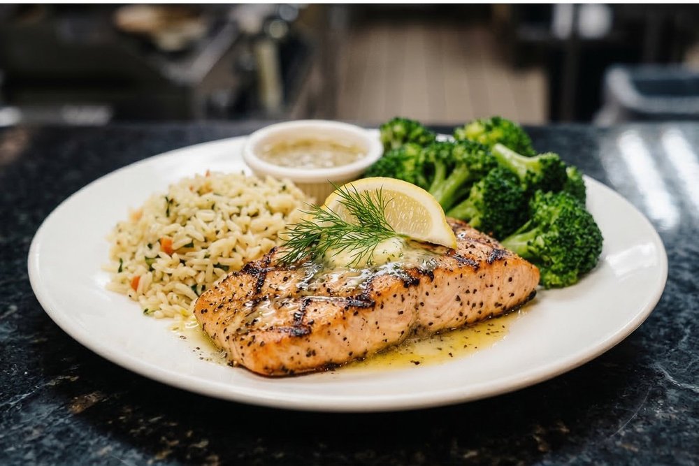 Grilled Salmon at Lemmo's Grill Moorpark