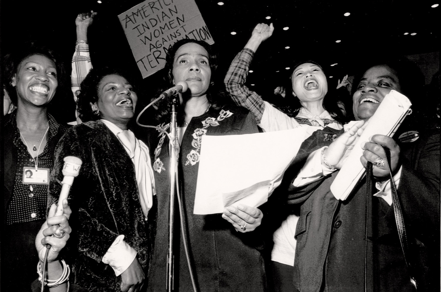  Coretta Scott King - Minority women enthusiastically introduce an amendment at the International Women’s Year Conference, Houston, 1977 