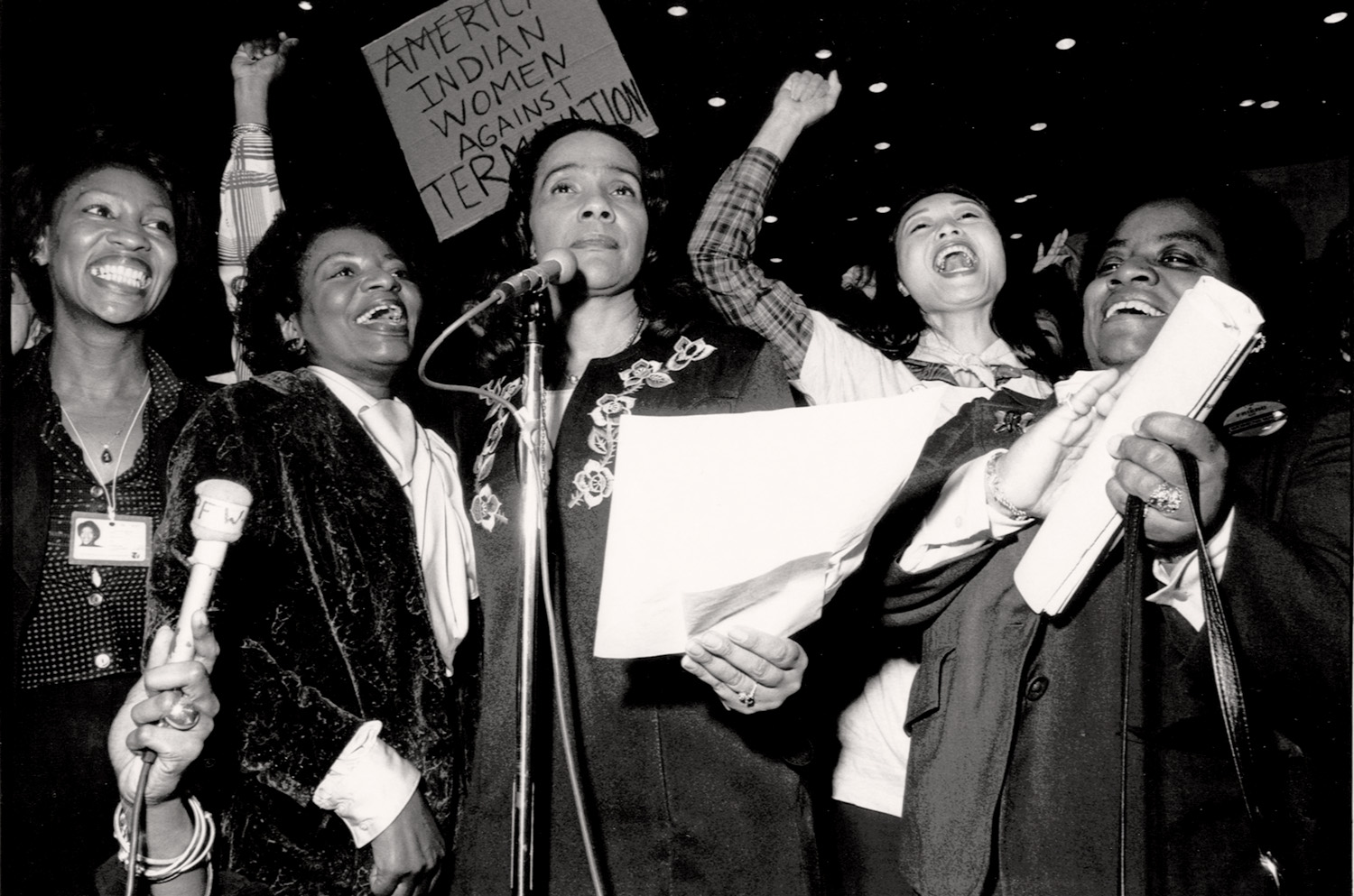 Coretta Scott King - Minority women enthusiastically introduce an amendment at the International Women’s Year Conference, Houston, 1977