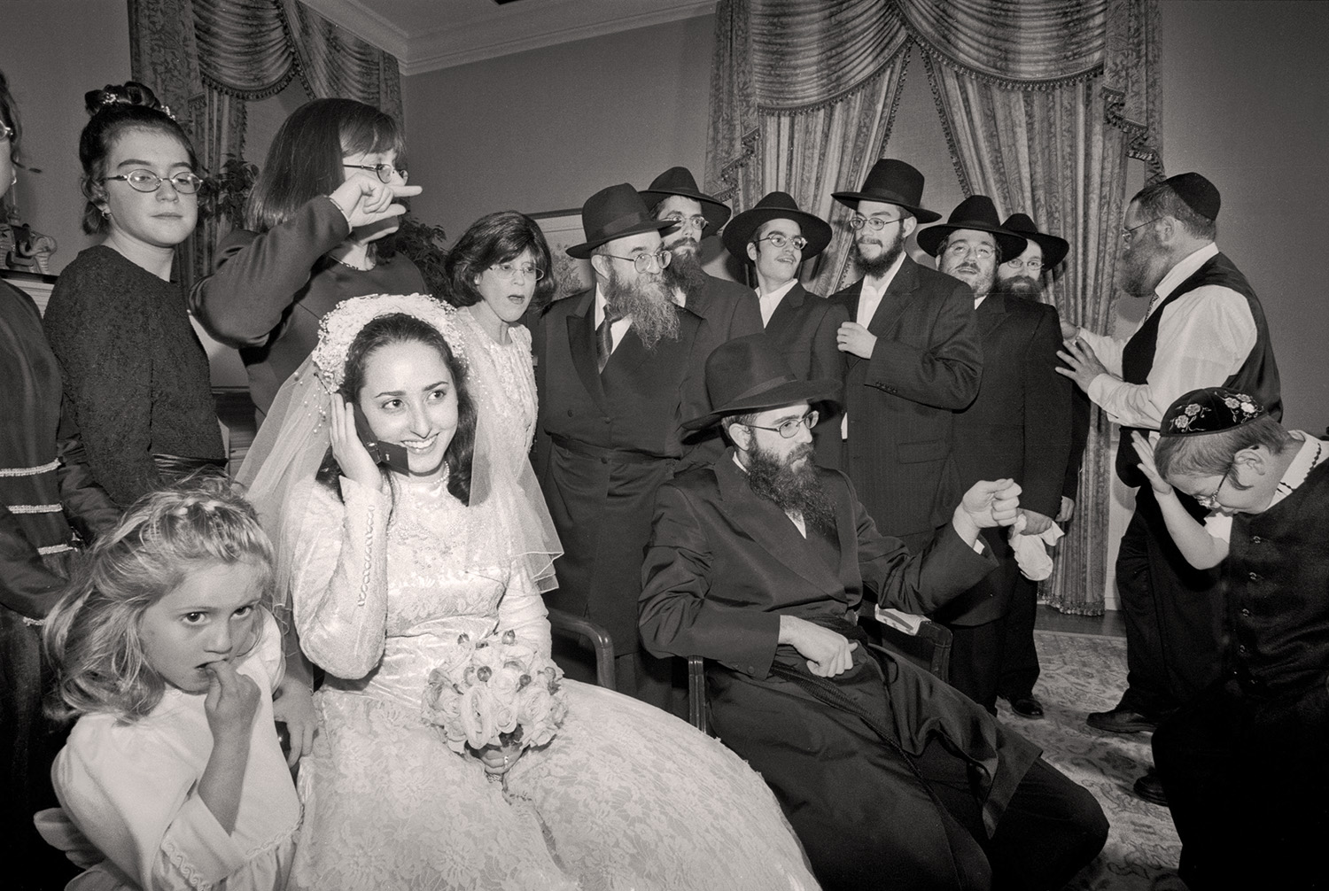  Hassidic Bride on Cell Phone 