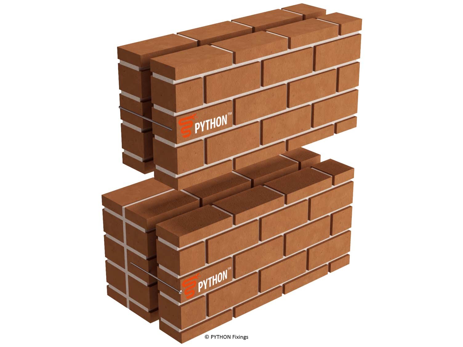 Cavity-wall ties with PYTHON C, exterior fixing