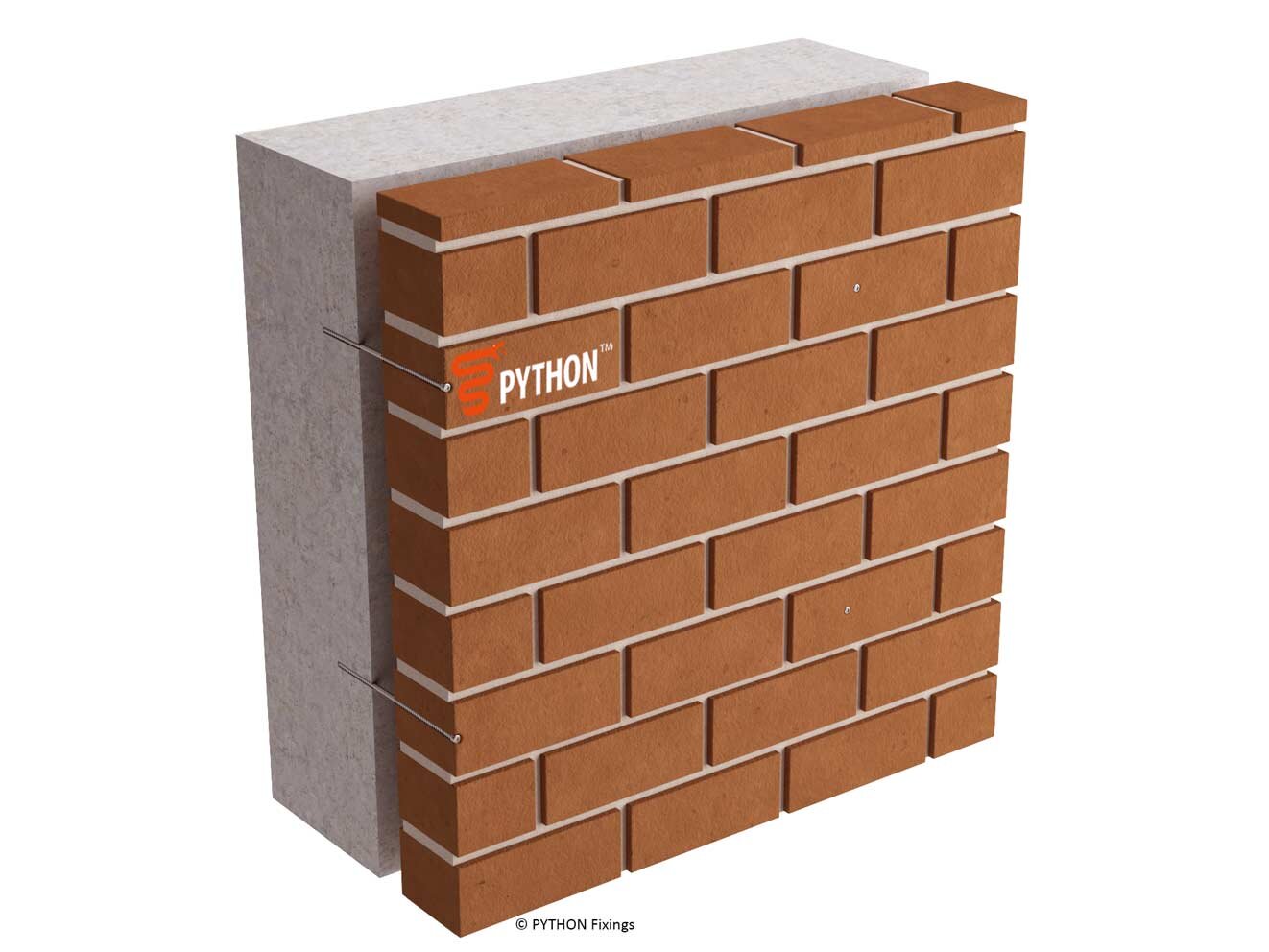 Brick Veneer to concrete wall connection, PYTHON C