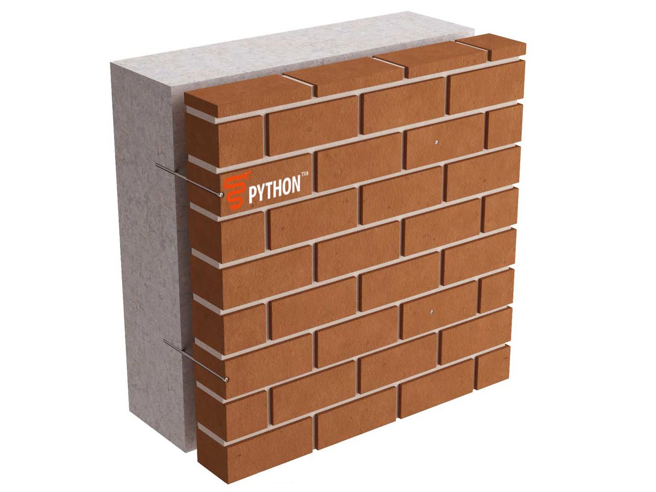 PYTHON C - Brick veneer to concrete wall connection