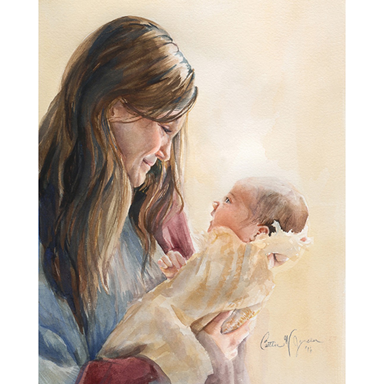 I had the incredible opportunity to model as Mary for artist Caitlin Jensen, and my Emmalee portrayed baby Jesus. You can buy a print of this painting and see more of her art here . The original hangs in my home. (You can read a little more about my experience below).