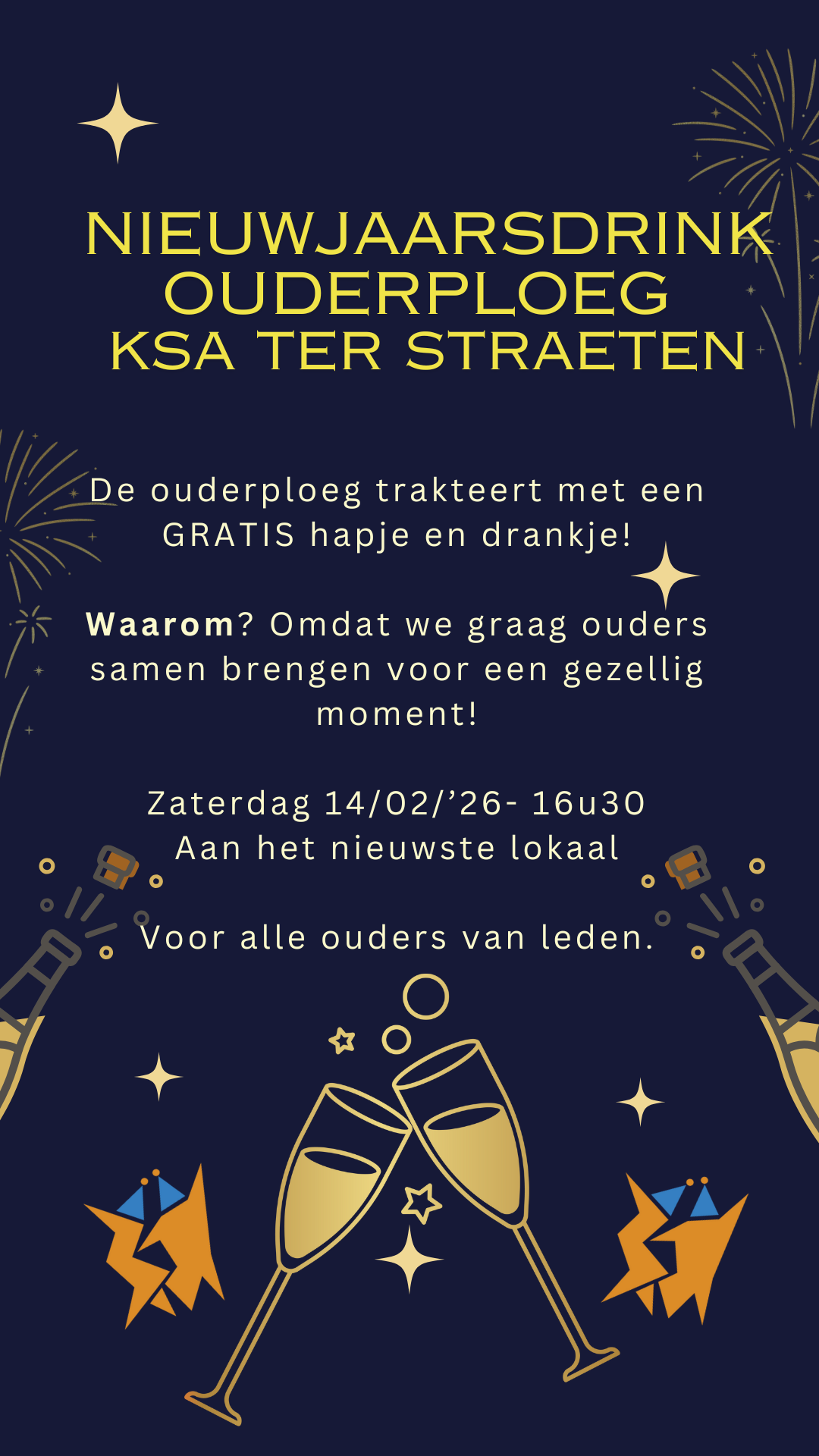 Nieuwjaarsreceptie ouderploeg &amp; inschrijvingen paaskampenB