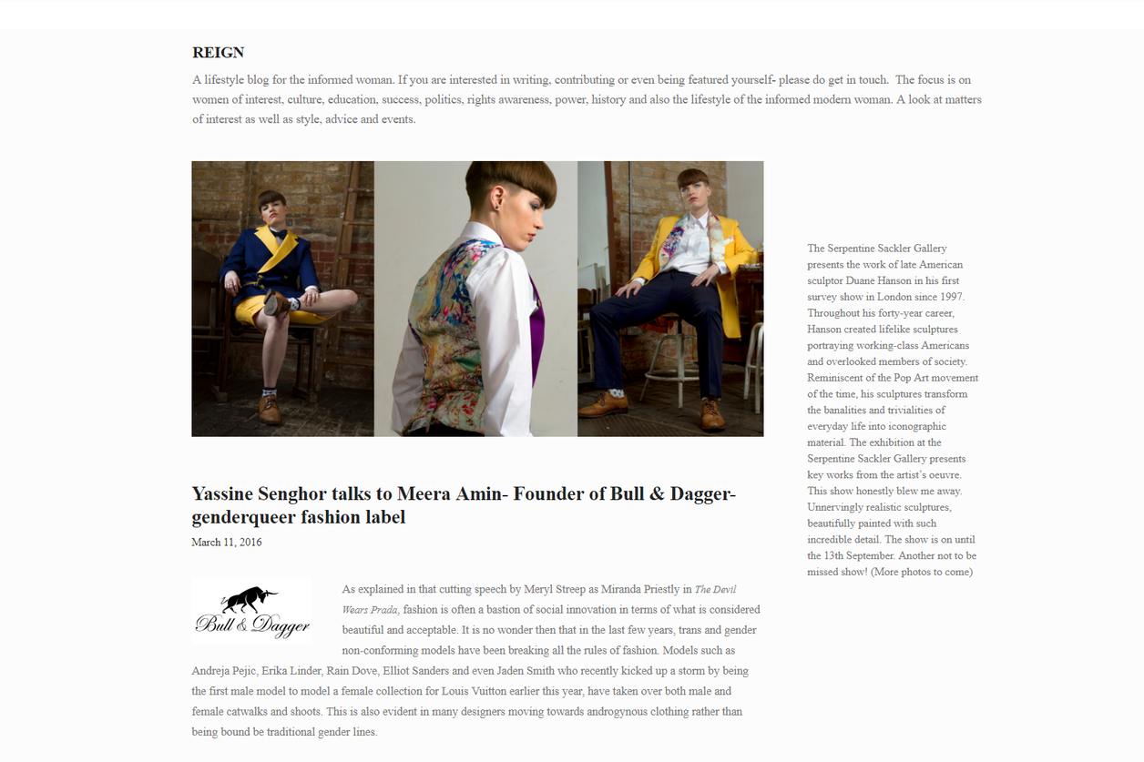 Bull &amp; Dagger Founder, Meera Amin, Talks to Reign, Brogue Arts Magazine