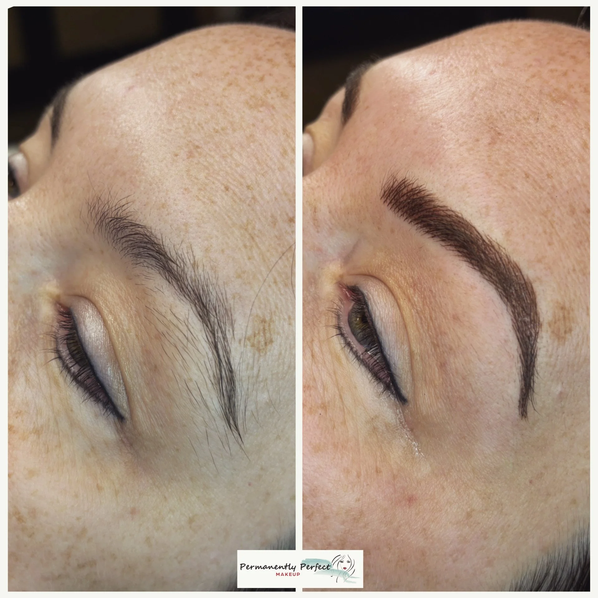 Combo brows microblading with shading before and after pic
