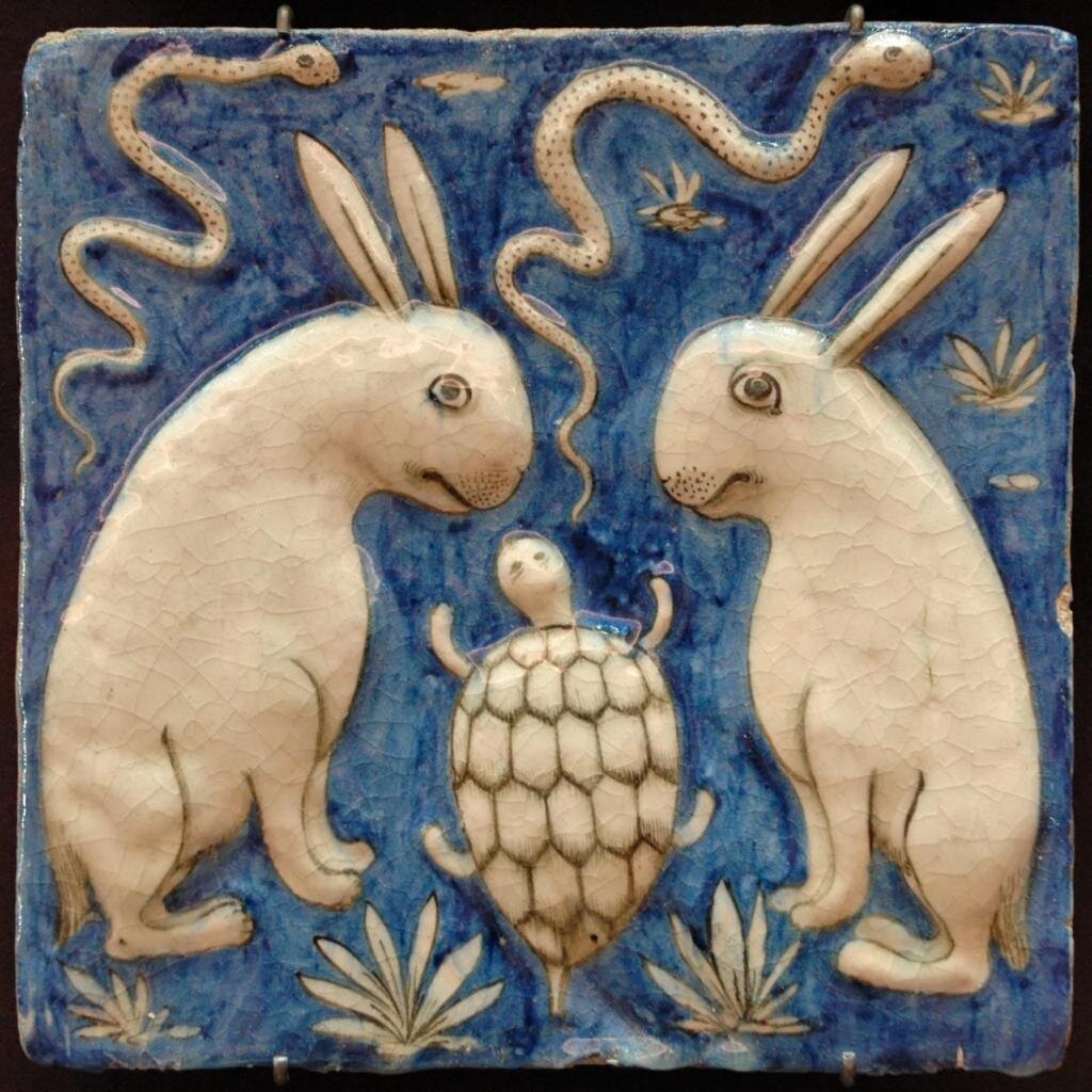 Glazed painted tile, Iran, 19th century