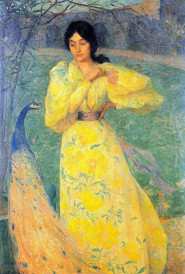 Young Girl with Peacock, Edmond Aman-Jean, 1895