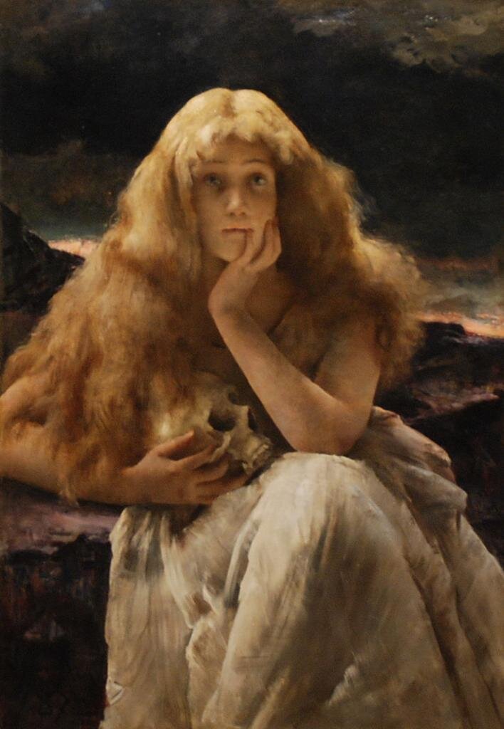 Alfred Stevens (1823–1906), Mary Magdalene (portrait of Sarah Bernhardt) (1887), oil on canvas