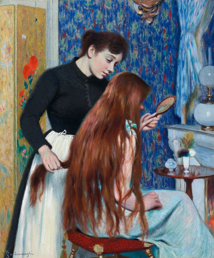 Brushing her hair Painting, by Federico Zandomeneghi