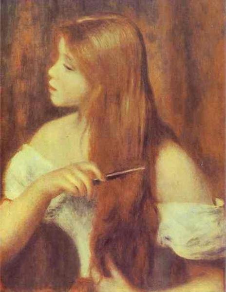 Young Girl Combing Her Hair, by Pierre Auguste Renoir
